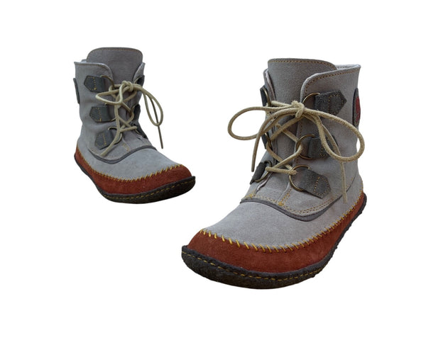 Sorel Women’s Grey & Rust Suede Lace-Up Joplin Winter Ankle Boots Size 8