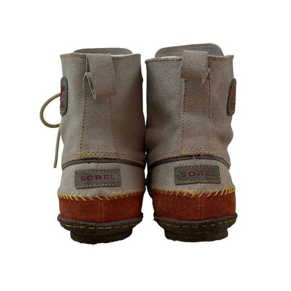 Sorel Women’s Grey & Rust Suede Lace-Up Joplin Winter Ankle Boots Size 8