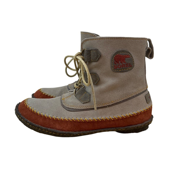 Sorel Women’s Grey & Rust Suede Lace-Up Joplin Winter Ankle Boots Size 8