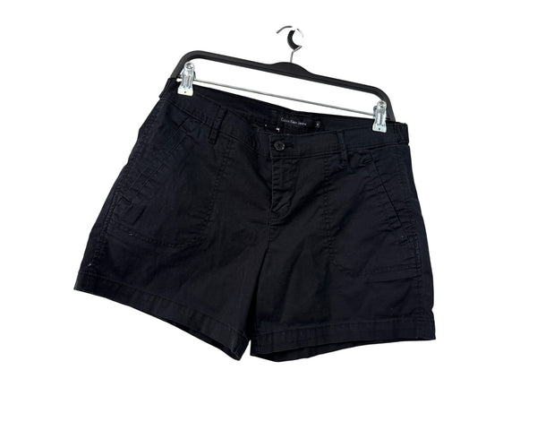 Calvin Klein Jeans Womens Black Cotton Casual Shorts Size 10 w/ Button Detail