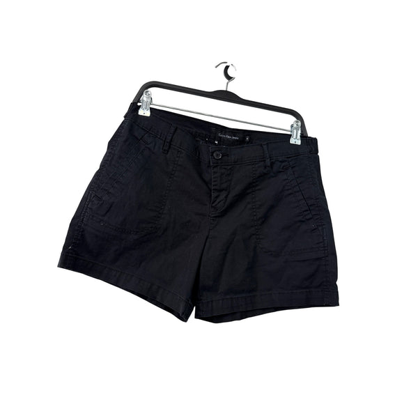Calvin Klein Jeans Womens Black Cotton Casual Shorts Size 10 w/ Button Detail