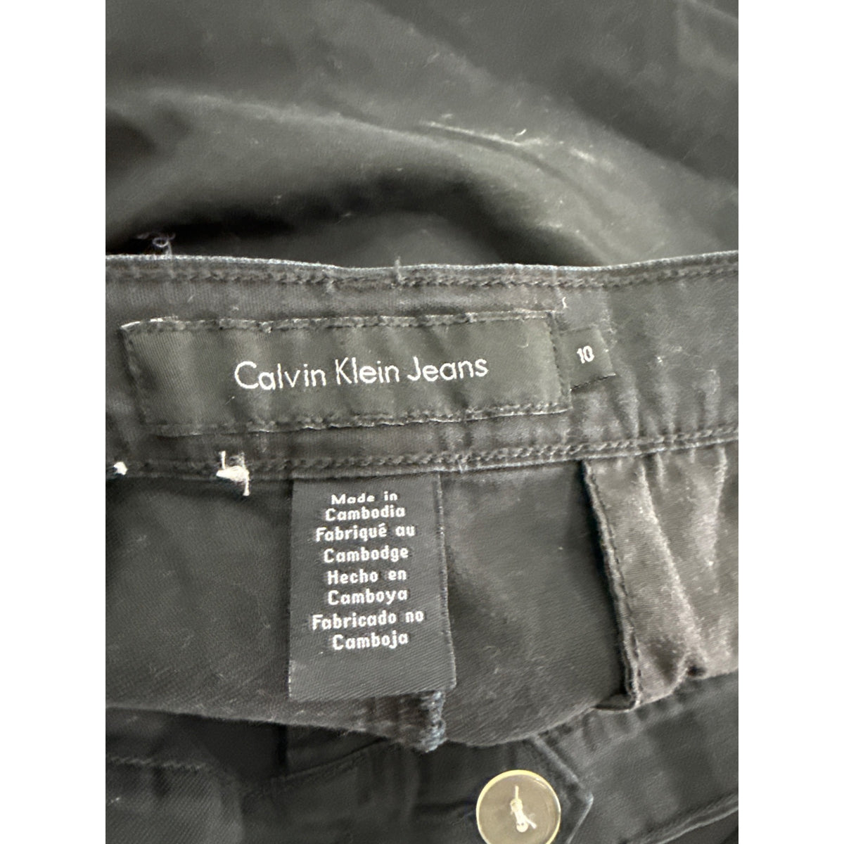 Calvin Klein Jeans Womens Black Cotton Casual Shorts Size 10 w/ Button Detail