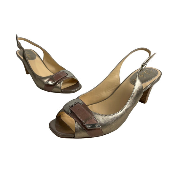 Cole Haan Women's Vintage Silver Air Eliana Ot Sling Heels Sz 9B