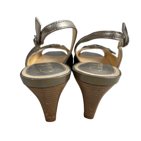 Cole Haan Women's Vintage Silver Air Eliana Ot Sling Heels Sz 9B