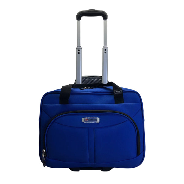 Delsey Blue Rolling Underseat Telescopic Handle & Shoulder Strap Carry-On Bag