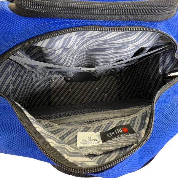 Delsey Blue Rolling Underseat Telescopic Handle & Shoulder Strap Carry-On Bag