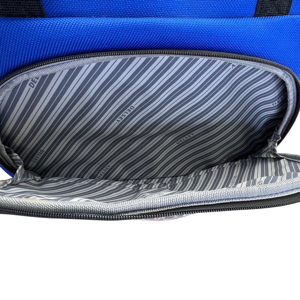Delsey Blue Rolling Underseat Telescopic Handle & Shoulder Strap Carry-On Bag