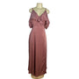 Lulus Dusty Rose Off-Shoulder Satin Maxi Dress With Ruffle Overlay Sz L - New