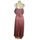 Lulus Dusty Rose Off-Shoulder Satin Maxi Dress With Ruffle Overlay Sz L - New