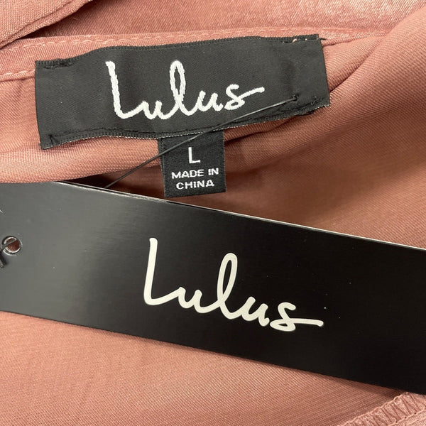 Lulus Dusty Rose Off-Shoulder Satin Maxi Dress With Ruffle Overlay Sz L - New