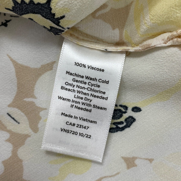 Talbots Womens Sleeveless Floral Blouse With Ruffle Trim Collar Size M
