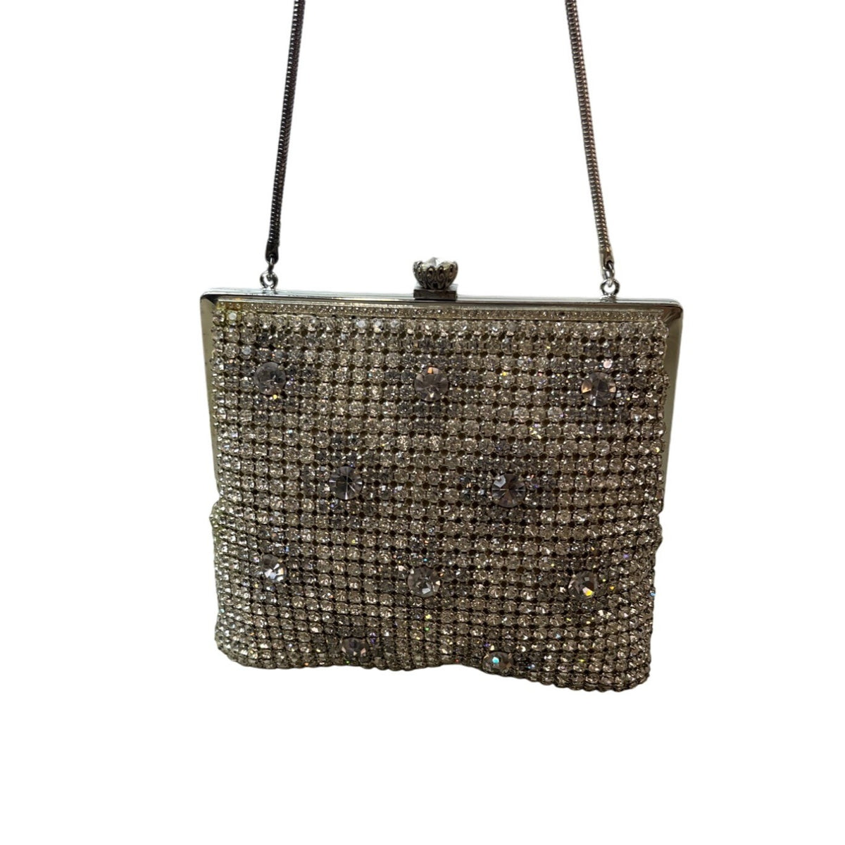 Vintage Made in Western Germany Silver Tone and Sparkly Rhinestone Evening Purse Sz S