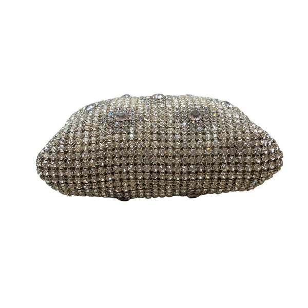 Vintage Made in Western Germany Silver Tone and Sparkly Rhinestone Evening Purse Sz S