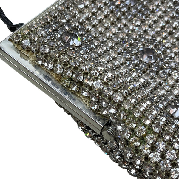 Vintage Made in Western Germany Silver Tone and Sparkly Rhinestone Evening Purse Sz S