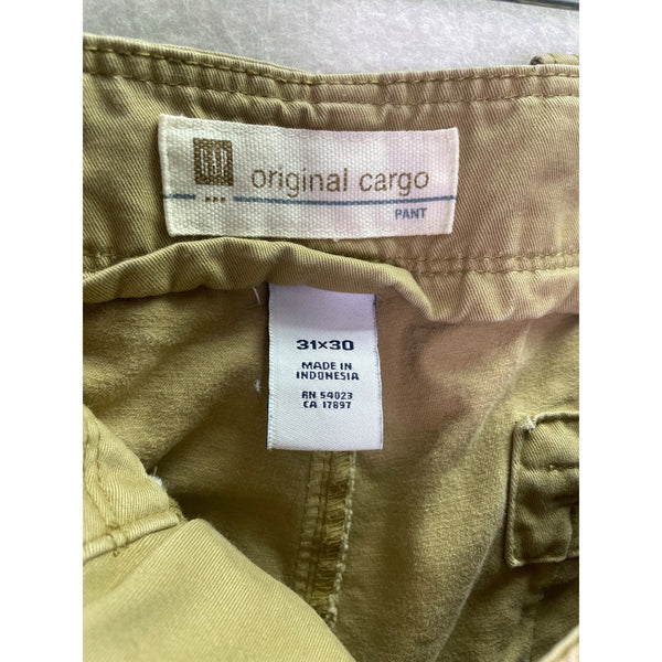 Gap Mens Khaki Cotton Cargo Pants With Multiple Pockets Size 31x30 Casual Durable