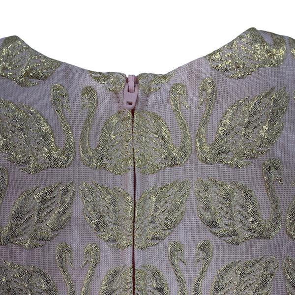 Crewcuts Girls Pink & Gold Swan Puff Sleeve Dress Size 3
