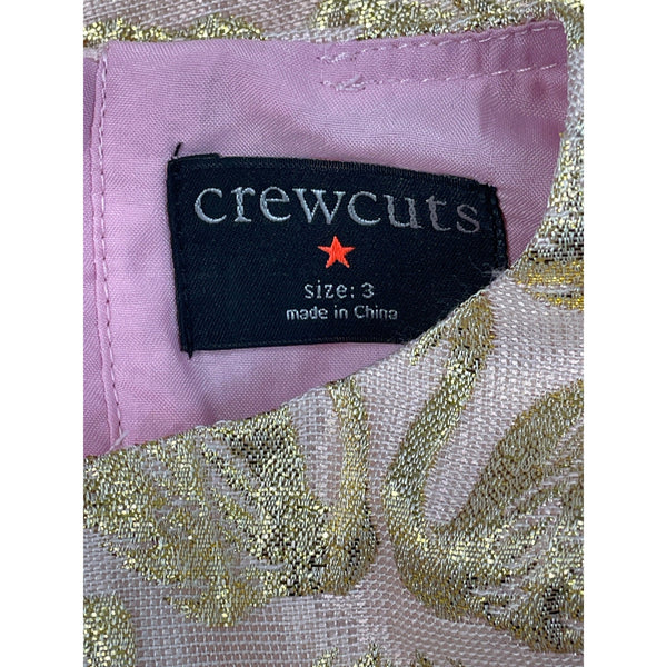 Crewcuts Girls Pink & Gold Swan Puff Sleeve Dress Size 3