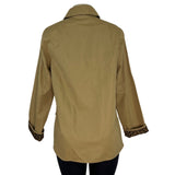 Dennis Basso Womens Tan Jacket With Leopard Print Lining Snap Button Sz XS