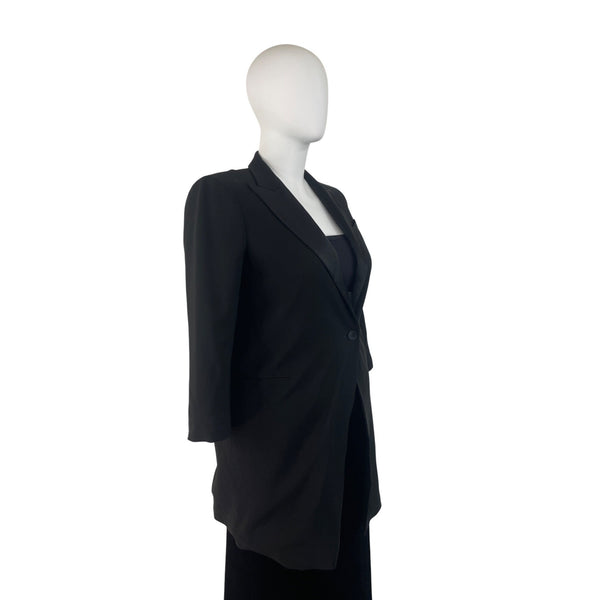 Lafayette 148 Black Womens Blazer 3/4 Sleeve Single-Button Size 14