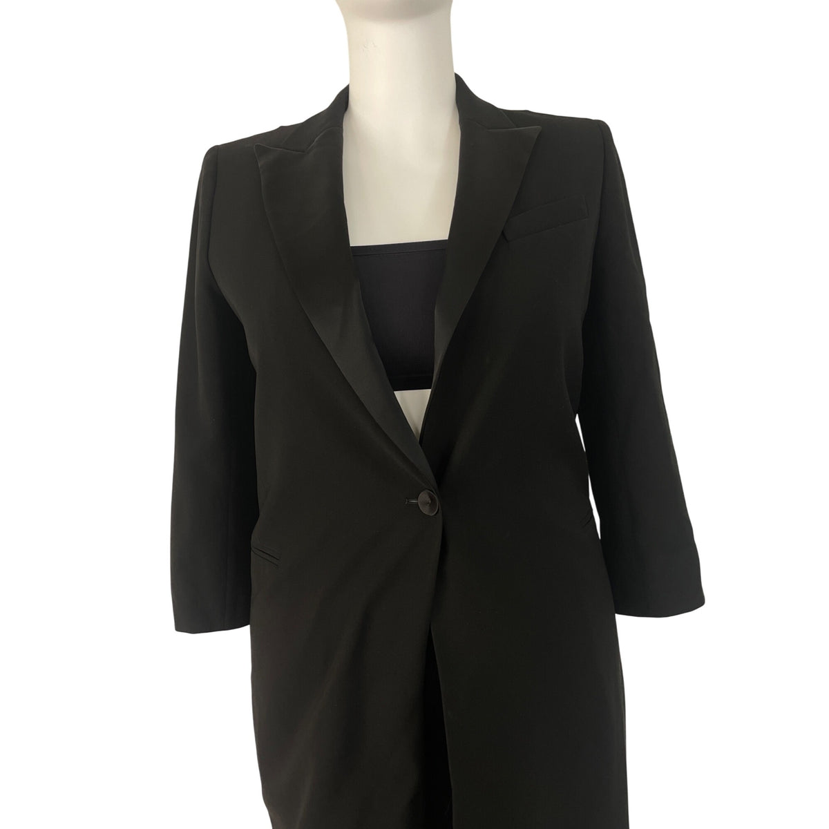 Lafayette 148 Black Womens Blazer 3/4 Sleeve Single-Button Size 14