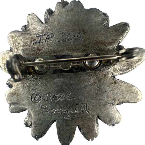 Seagull Pewter Floral Daisy Pin Brooch 2006 Women Silver Tone Metal
