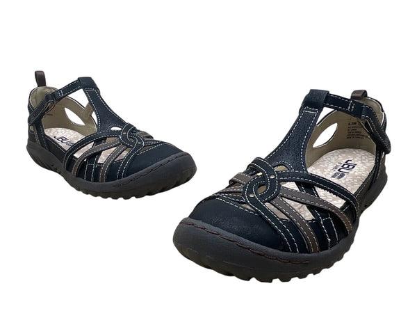 JBU Dove Women’s Black Earth Memory Foam Strapped Closure Sandals Sz 6.5M