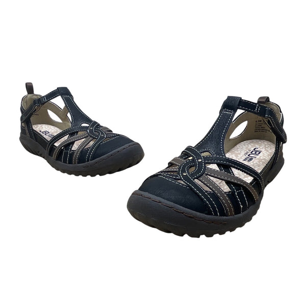 JBU Dove Women’s Black Earth Memory Foam Strapped Closure Sandals Sz 6.5M