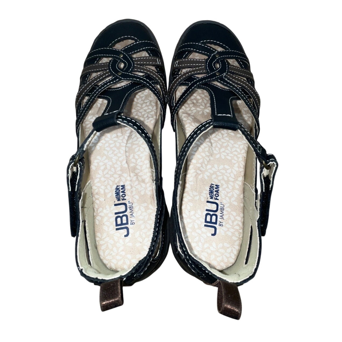 JBU Dove Women’s Black Earth Memory Foam Strapped Closure Sandals Sz 6.5M