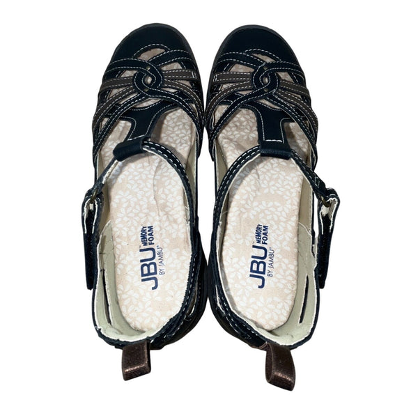 JBU Dove Women’s Black Earth Memory Foam Strapped Closure Sandals Sz 6.5M