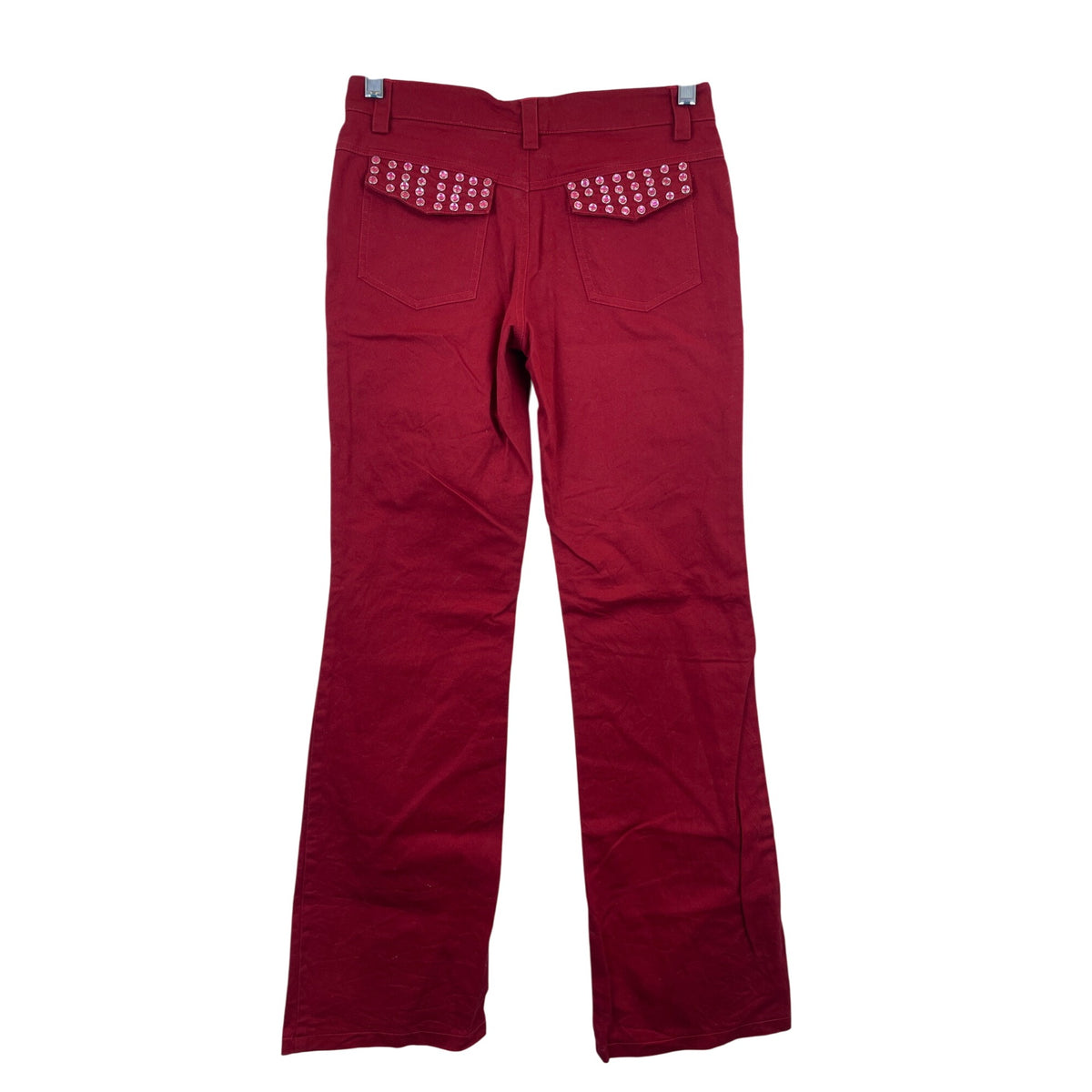 Giraffe H.T.J Womens Red Cotton Blend Flared Pants Studded Pocket Design Size L