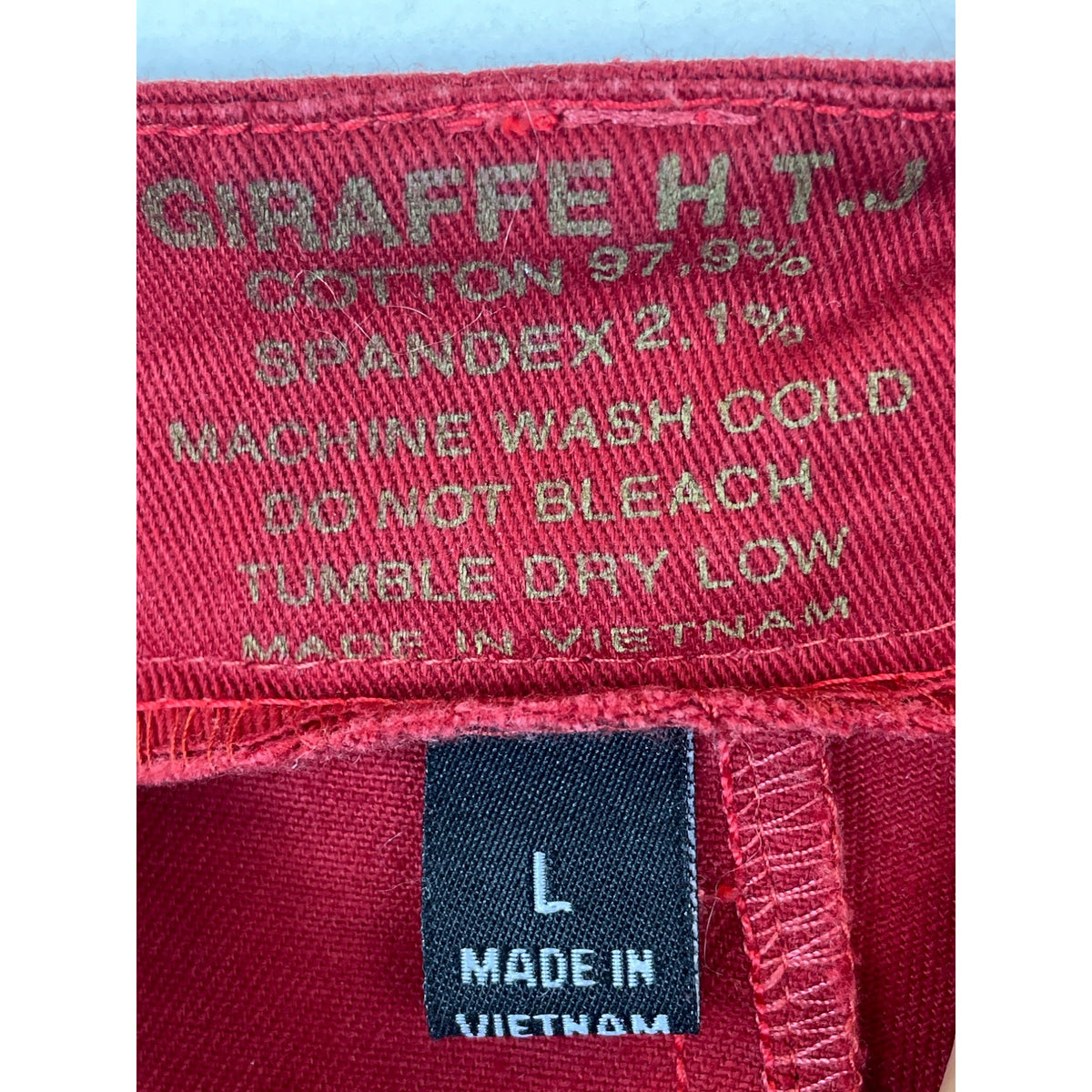 Giraffe H.T.J Womens Red Cotton Blend Flared Pants Studded Pocket Design Size L