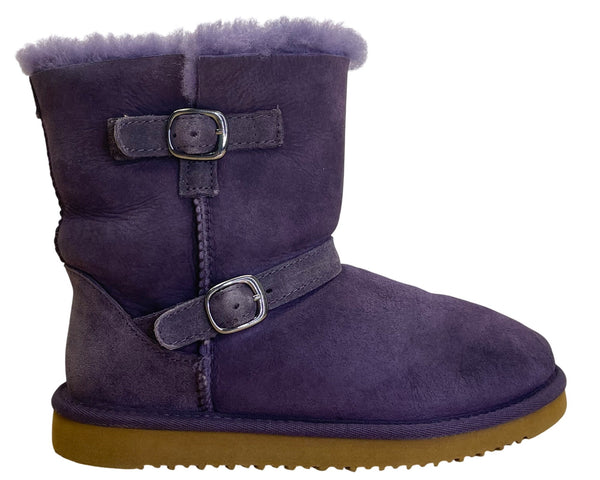 Kirkland Kid’s Purple Faux Fur Lined Shearling Buckle Ankle Boots Size K3