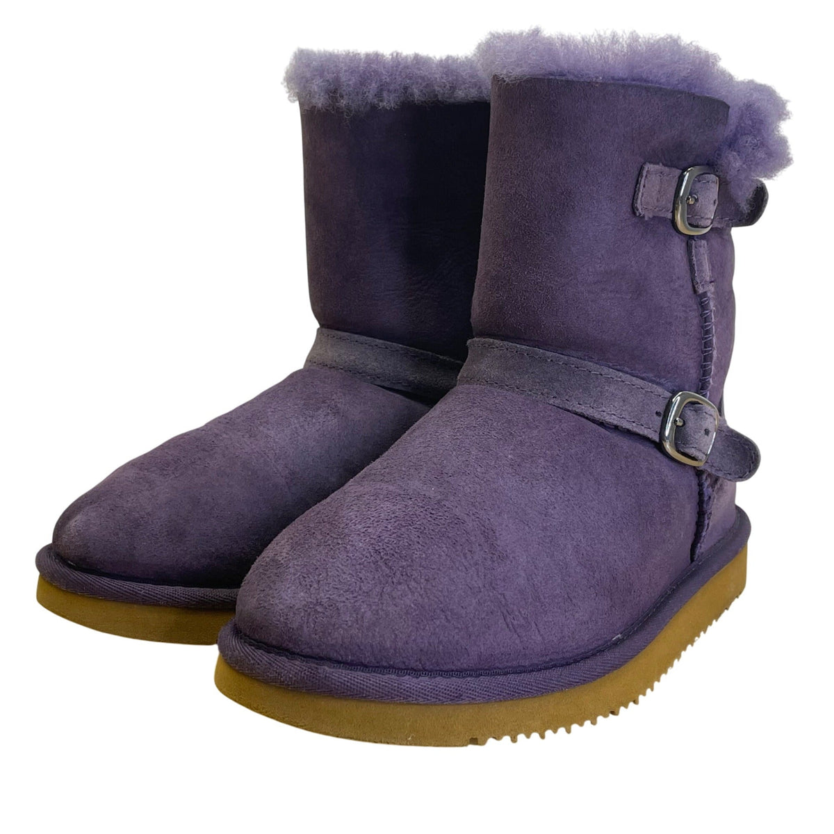 Kirkland Kid’s Purple Faux Fur Lined Shearling Buckle Ankle Boots Size K3