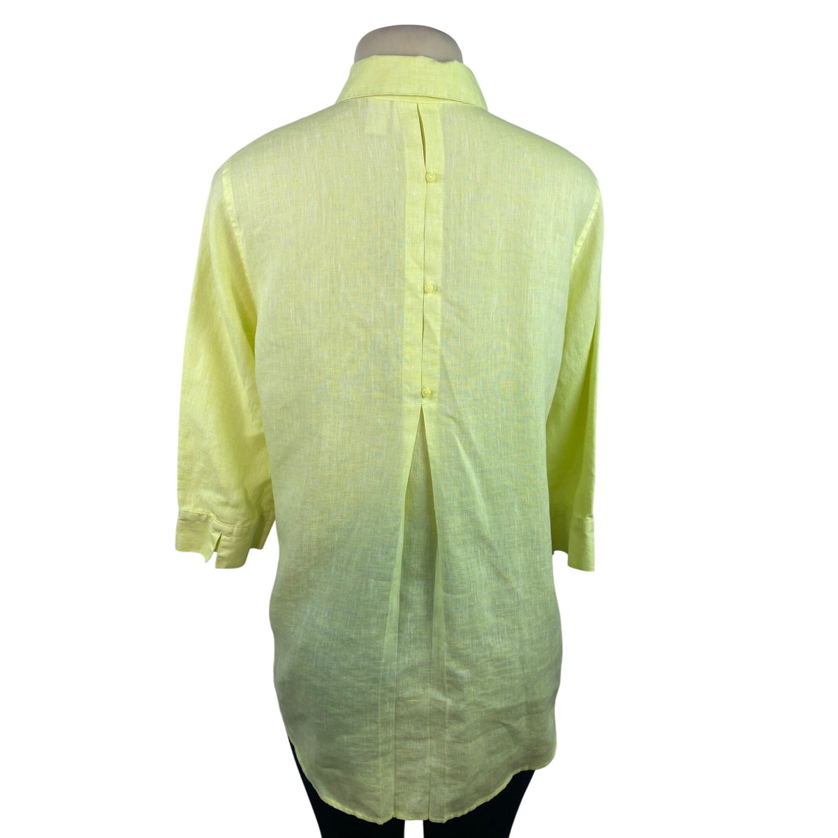 Chico’s Women’s Yellow Button-Up Collared Shirt With 3/4 Sleeves Sz 0