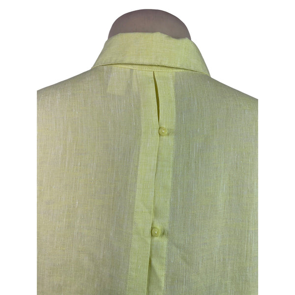 Chico’s Women’s Yellow Button-Up Collared Shirt With 3/4 Sleeves Sz 0