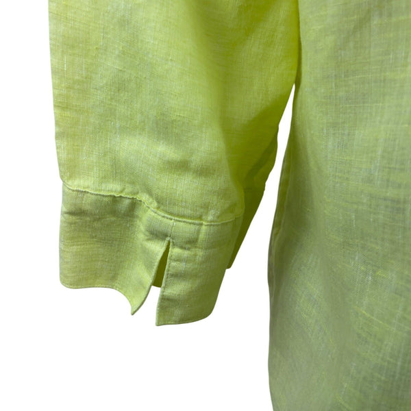 Chico’s Women’s Yellow Button-Up Collared Shirt With 3/4 Sleeves Sz 0