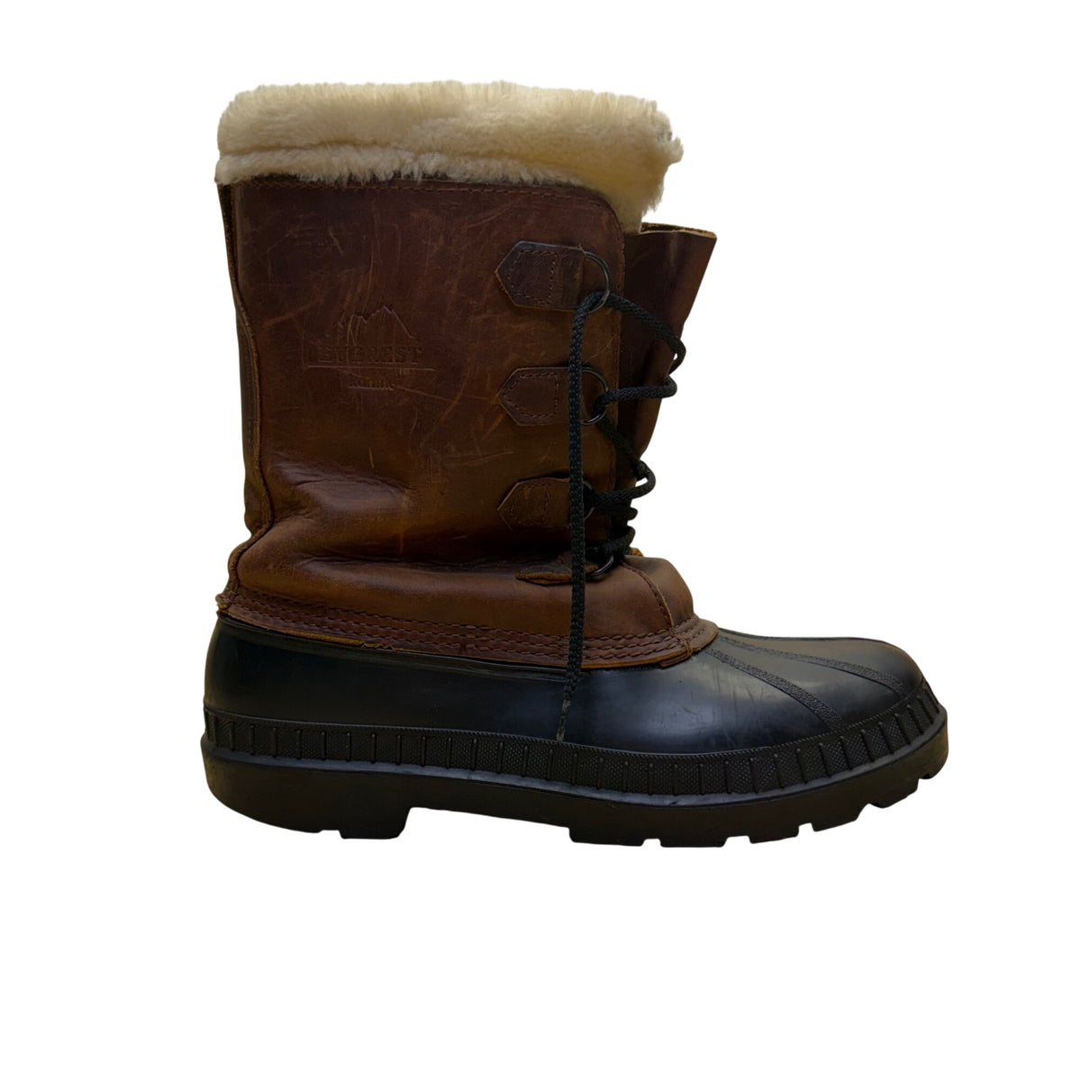 Everest Mens Brown Leather & Rubber Winter Boots Lace-Up Waterproof Canada Size Unknown