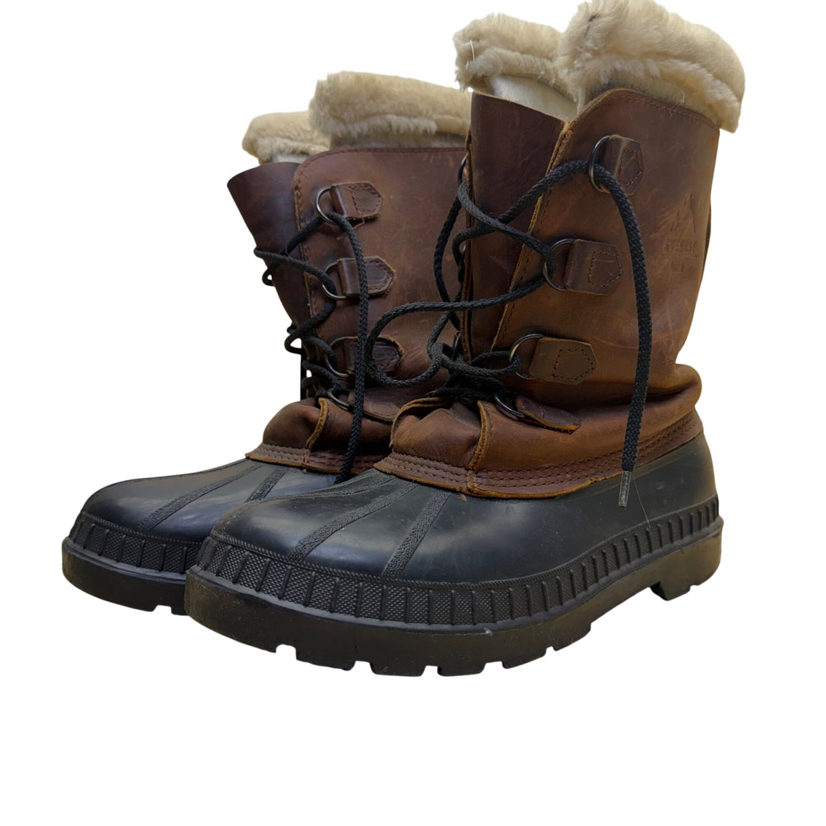 Everest Mens Brown Leather & Rubber Winter Boots Lace-Up Waterproof Canada Size Unknown