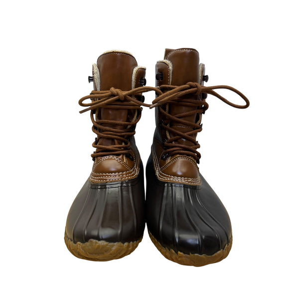 Esprit Women's Brown & Black Faux Fur Waterproof Oxford Harbor Winter Boots 9.5M