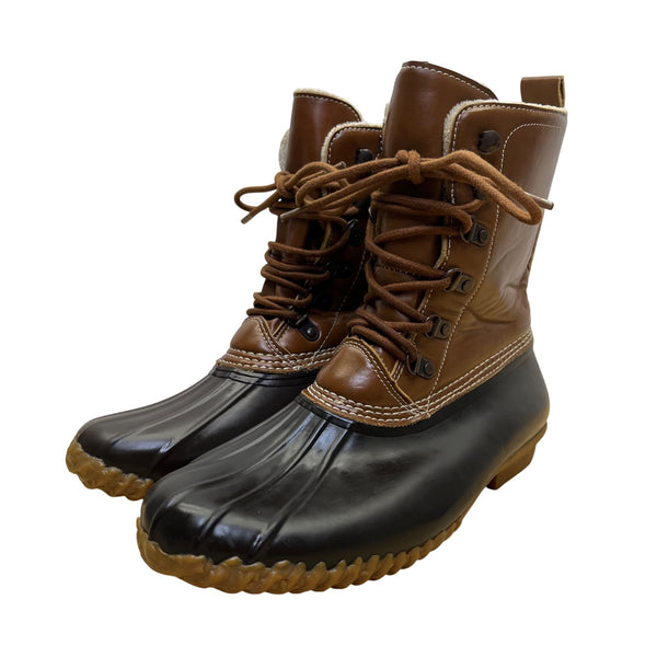 Esprit Women's Brown & Black Faux Fur Waterproof Oxford Harbor Winter Boots 9.5M