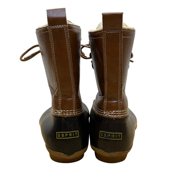 Esprit Women's Brown & Black Faux Fur Waterproof Oxford Harbor Winter Boots 9.5M