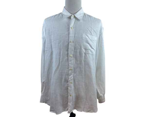 Tommy Bahama Mens White Long Sleeve Button-Up Shirt Casual Lightweight Size XXL