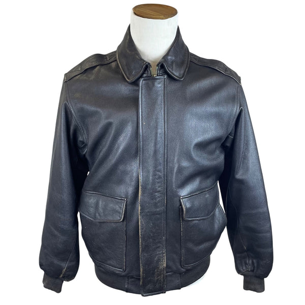 L.L. Bean Mens Black Goatskin Leather Bomber Jacket Insulated Warm Durable Sz M