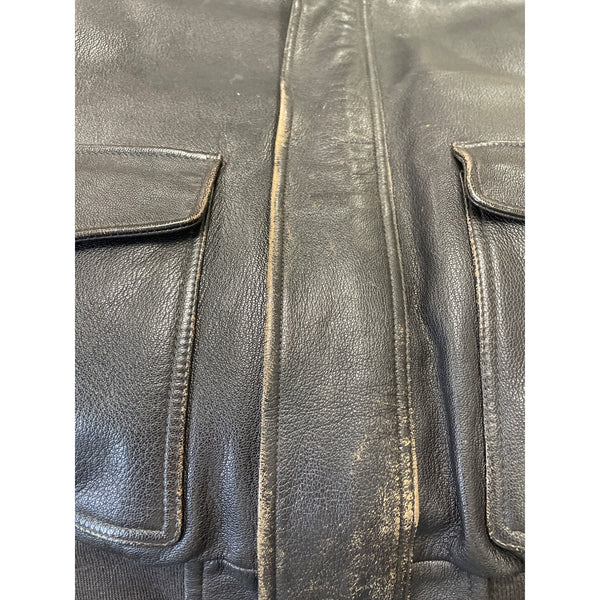 L.L. Bean Mens Black Goatskin Leather Bomber Jacket Insulated Warm Durable Sz M