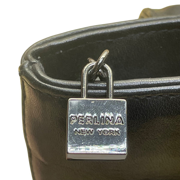 Perlina Women’s Black Leather Adjustable Strap Minimalist Design Crossbody Bag