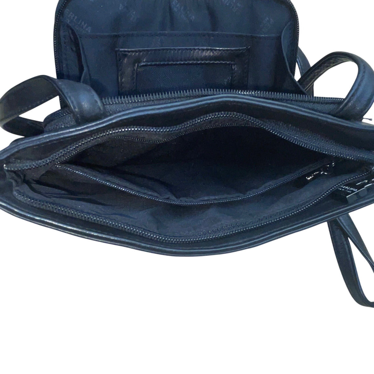 Perlina Women’s Black Leather Adjustable Strap Minimalist Design Crossbody Bag