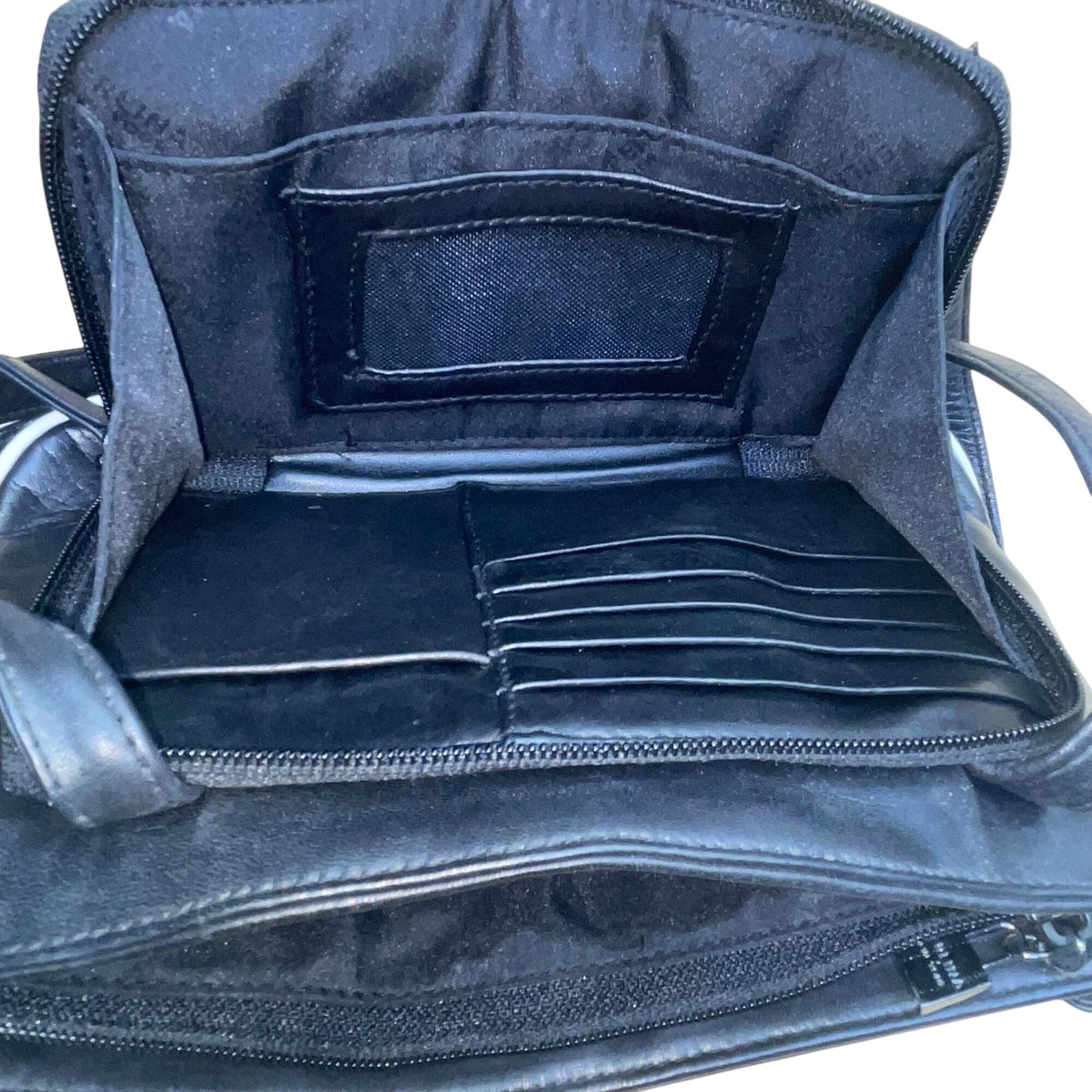 Perlina Women’s Black Leather Adjustable Strap Minimalist Design Crossbody Bag