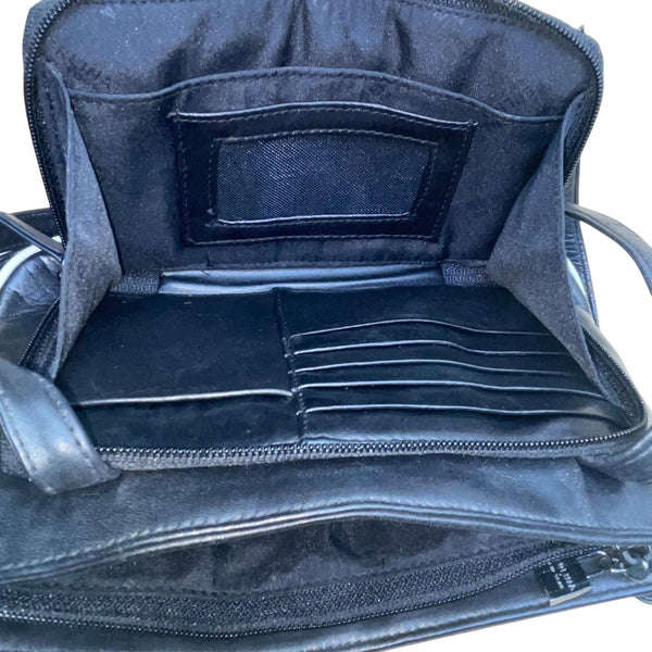 Perlina Women’s Black Leather Adjustable Strap Minimalist Design Crossbody Bag