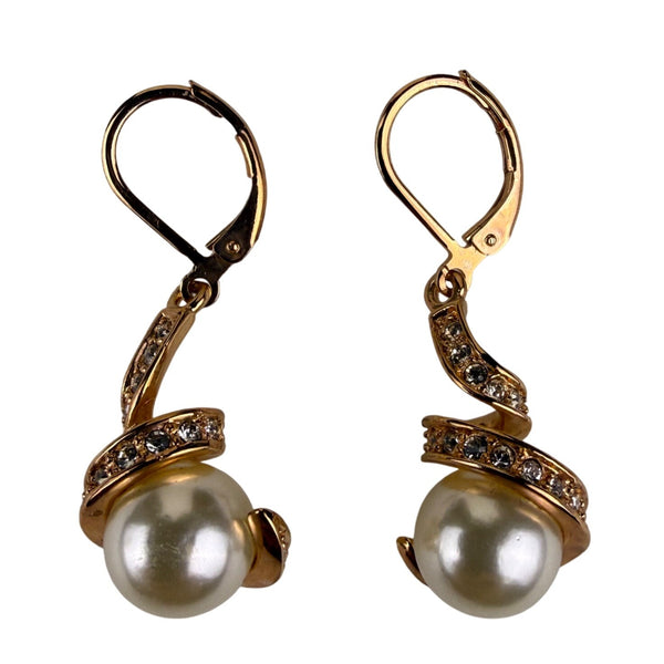 18K RGP Gold Filled Women Gold Tone Faux Pearl Necklace & Earrings Jewelry Set