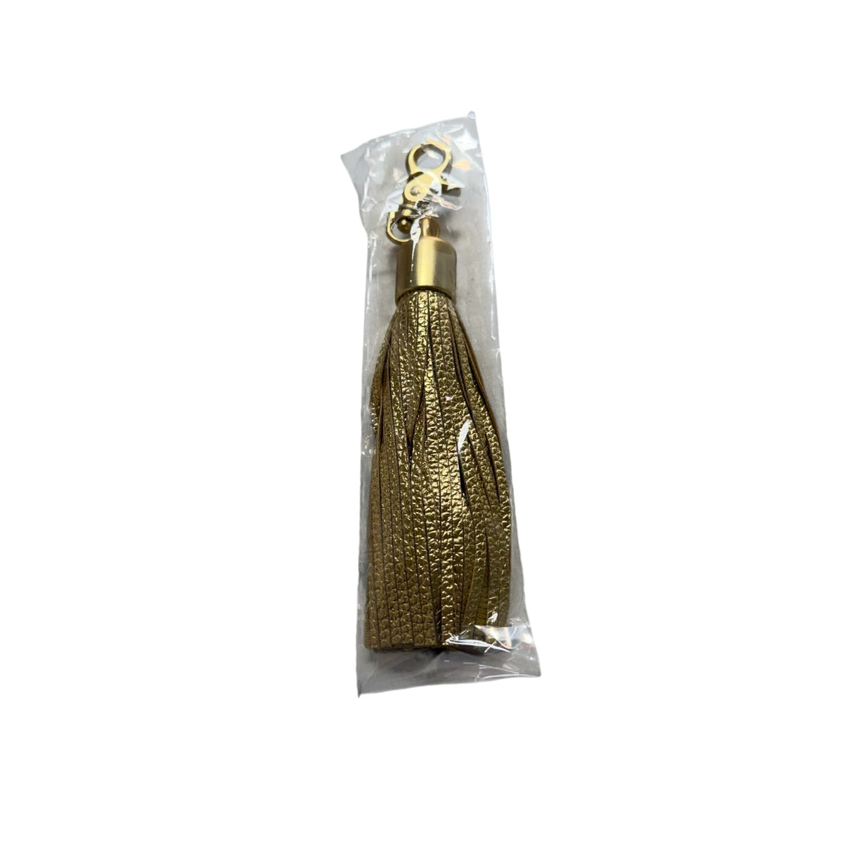 Metal Gold Keychain Tassel Clip-On Accessory Faux Leather